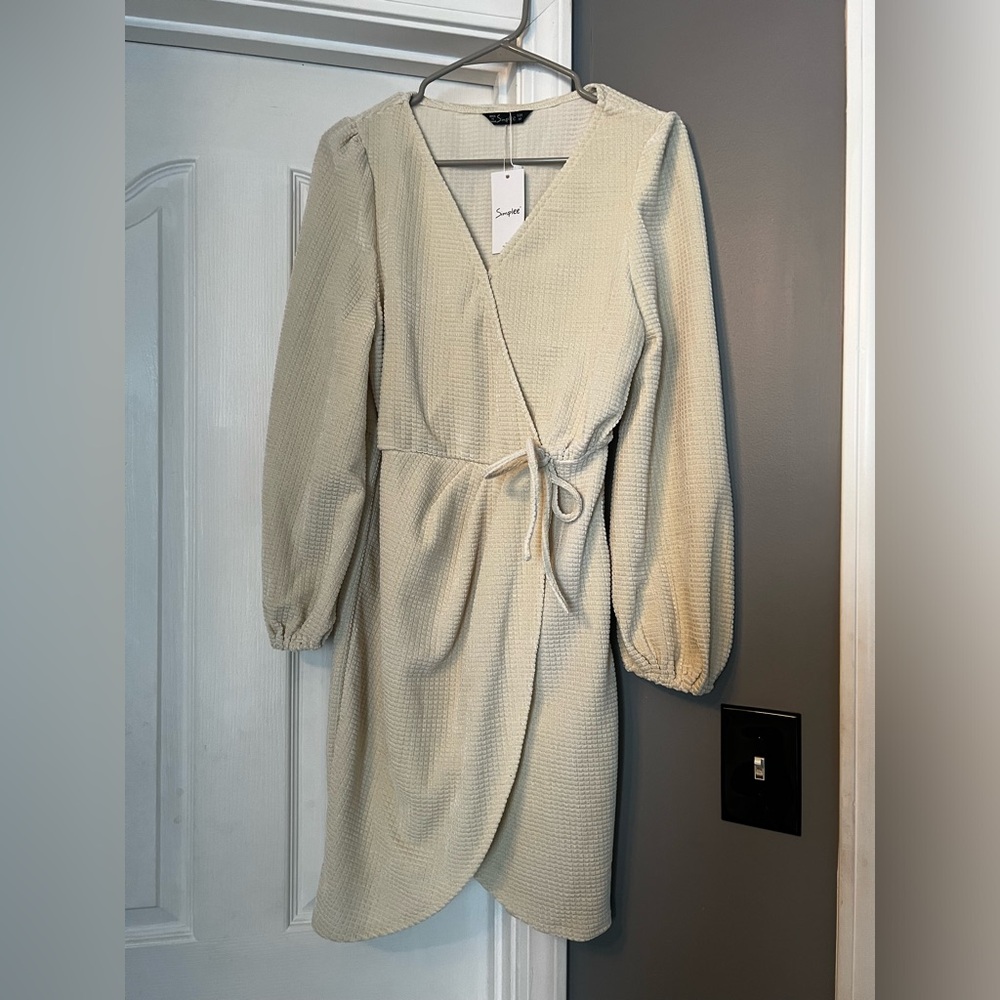 Winter white wrap dress size large